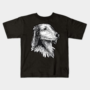 dachshund puppy watercolours painting motive basset hound rough hair Kids T-Shirt